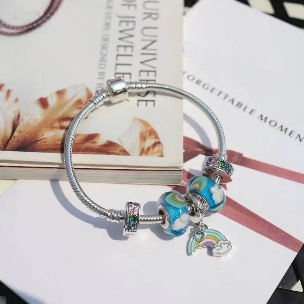 

Kaliyah Shop High Quality 1:1 100% 925 Pure Silver Rainbow Pattern Bracelet Gift First Choice Free Of Charge