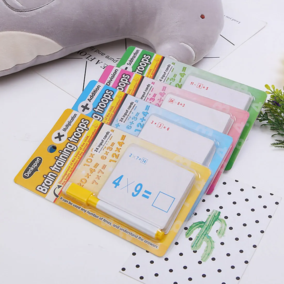 Mathematics Teach Card with Erasable Pen Math Educational Toys for Children Preschool Tool Kindergarten Games