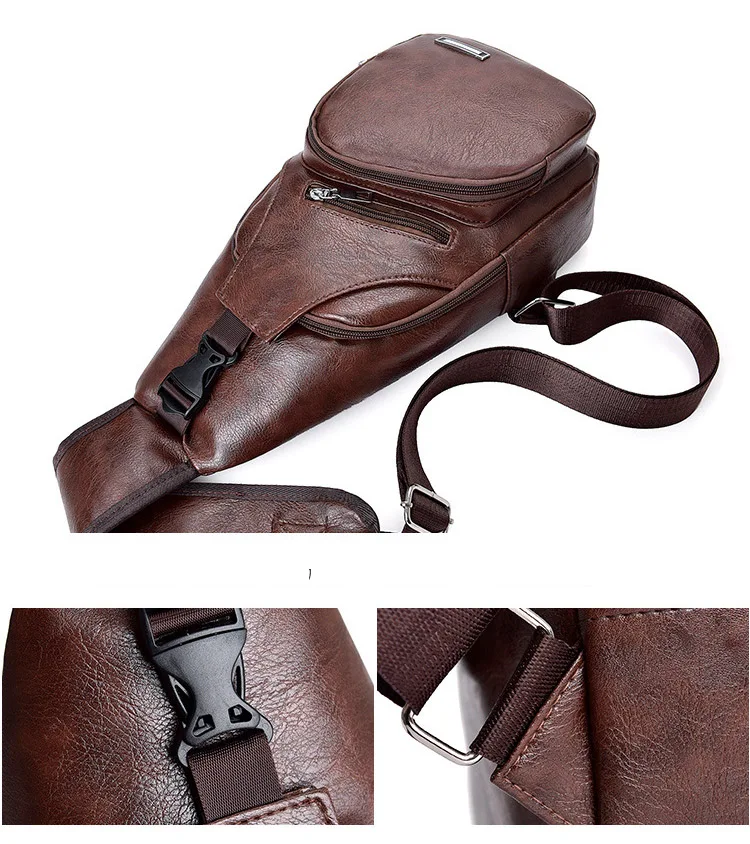 Vintage Leather Sling Waist Bag for Men New Travel Chest Pack Portable USB Charging Crossbody Bags Male Black Shoulder Waist Bag (4)