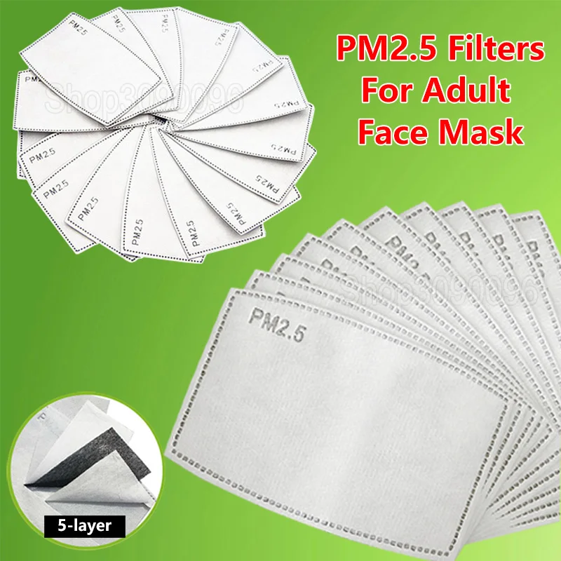 

10-100 PCS 5 Layers PM2.5 Activated Carbon Filter Protective Filter anti dust mask Filter Insert for mouth Mask Health Care