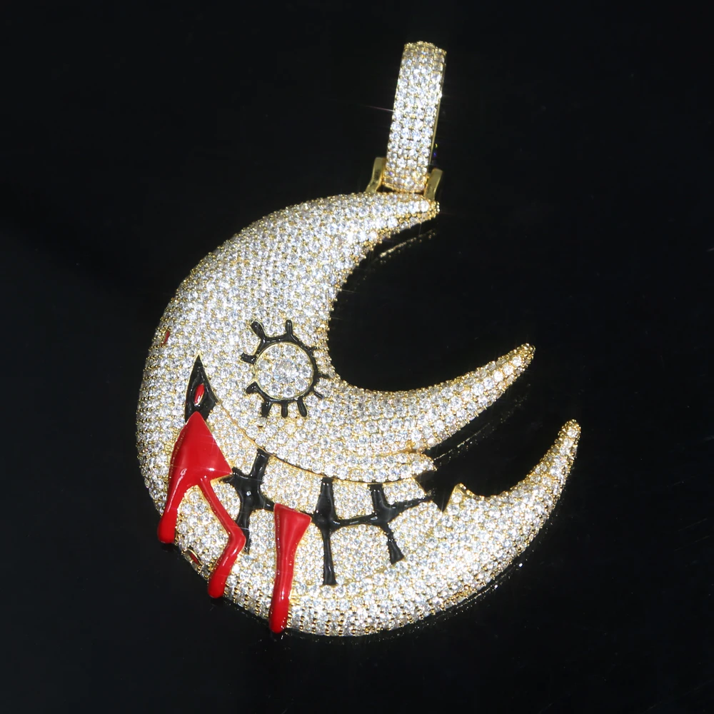NEW Hip Hop Iced Out Bling Sparking 5A Cubic Zircon Red