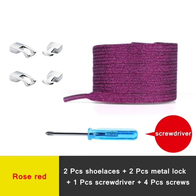 New Elastic Shoe Laces Fashion Metal Cross lock No Tie Shoelaces Suitable for all kinds of shoes child Adult flat Lazy Lace Rose red