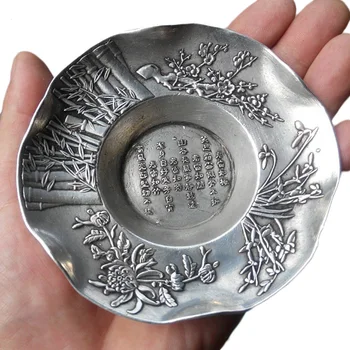 

LAOJUNLU Imitation Antique Pure Copper Plum Bamboo Chrysanthemum Four Gentlemen Pen Wash White Copper Cup Holder Pen Holder