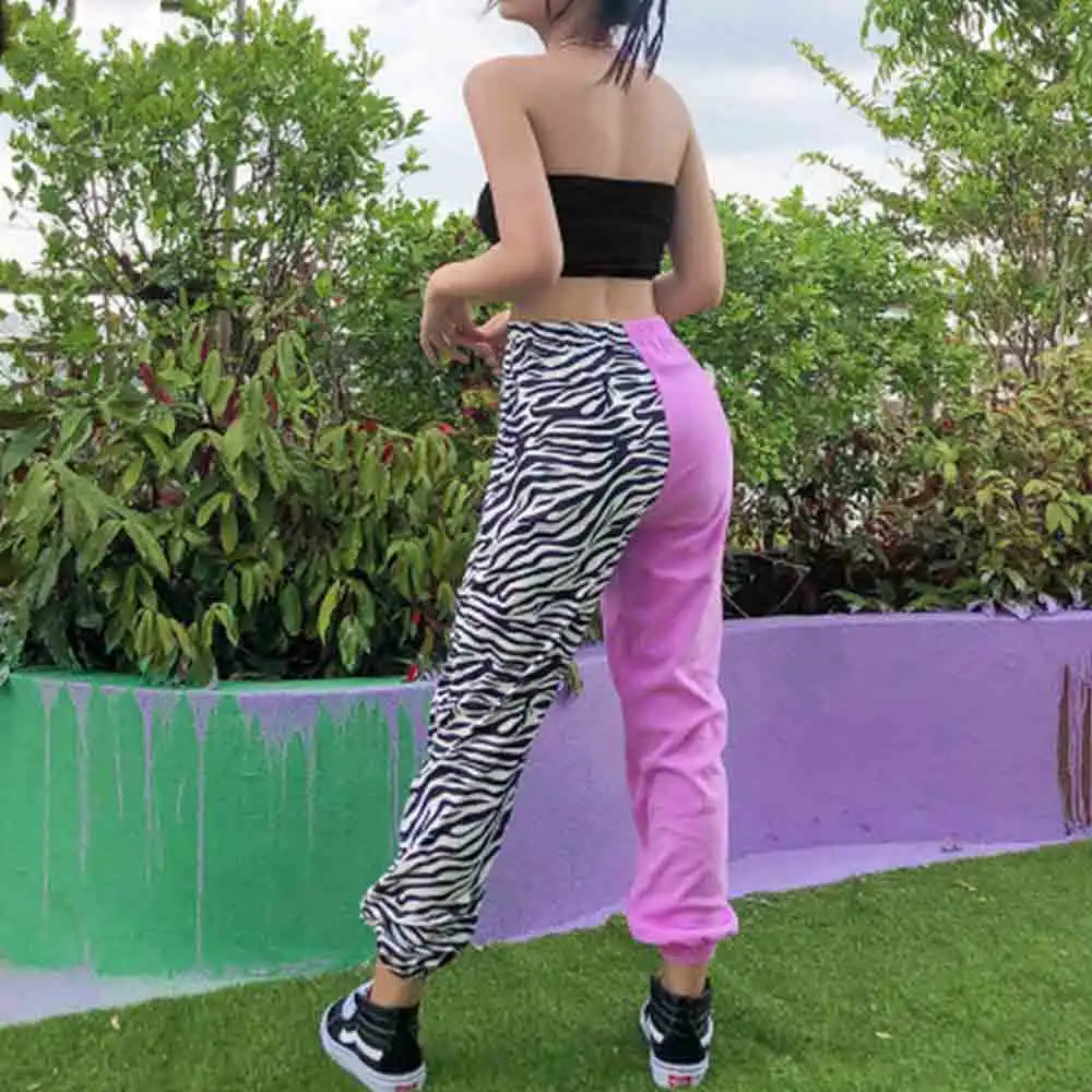 

Spring autumn patchwork tiger print casual sweatpants fitness sporty streetwear harem pants fashion loose outdoor flat joggers