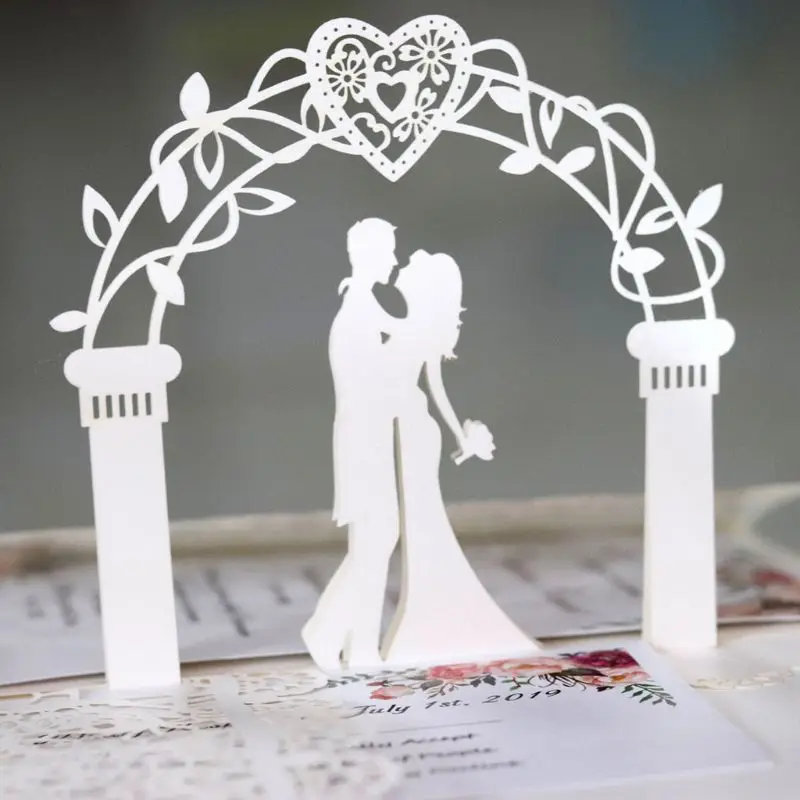  10Pcs/pack 3D European Style Wedding Invitation Card with Envelope Kits Party Supply - 4000498427721