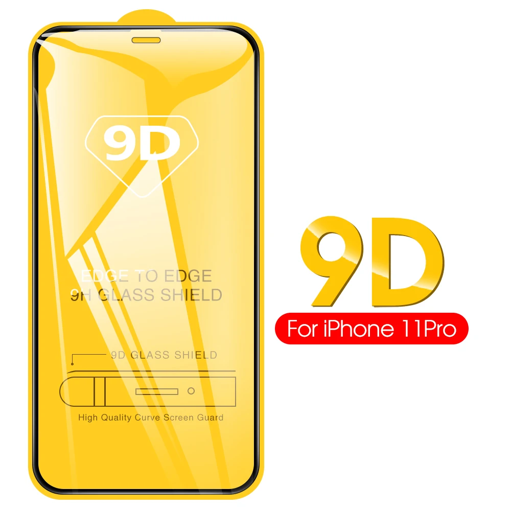 

9D Tempered Glass For iPhone 11 pro max X XS XR MAX Full Cover Screen Protector For iPhone 11 pro 7 8 plus screen Protector Film