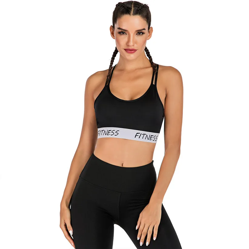 Женский бюстгальтер пуш-ап для фитнеса, перекрестный бандаж, бюстгальтер без косточек, черное нижнее белье, удобные спортивные бюстгальтеры для женщин 912
