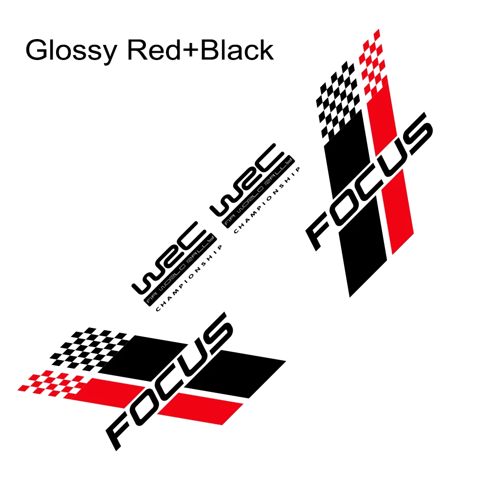 Glossy Black Red Наклейки для украшения боковой двери автомобиля для Ford Focus 2 3 1 MK2 MK3 MK1 авто гоночный спортивный Стайлинг виниловая пленка наклейки аксессуары для автомобиля - Название цвета: Glossy Black Red