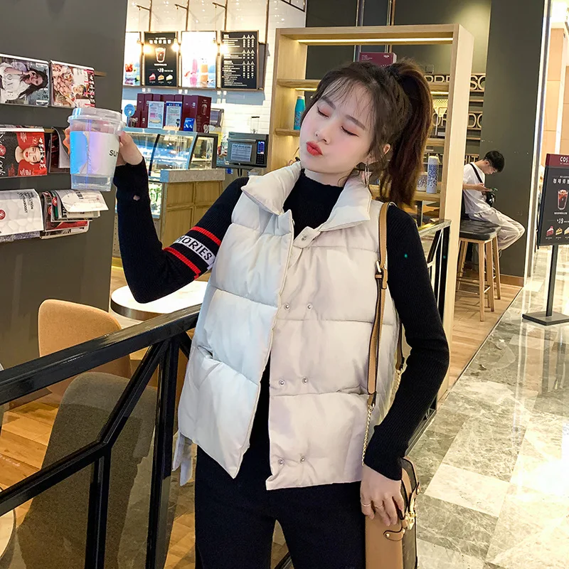 

Overplus of Goods Exported to Europe And US Women's Stand Collar Sleeveless Vest Cotton Coat 2019 Autumn And Winter New Products