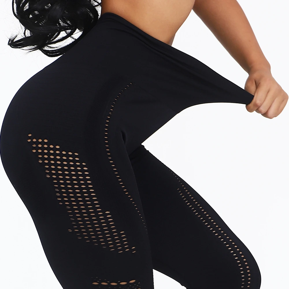 

2019 Sexy Hollow Seamless Leggings Yoga Pants Women Running Sport High Waist Tights Leggins Gym Fitness Training Push Up Legging