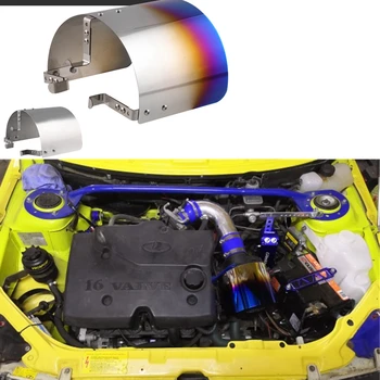 

Stainless Steel & Real Carbon Fiber Car Cold Air Intake Cone Sport Air Filter Cover Heat Shield For 2.5''-5'' Neck Universal