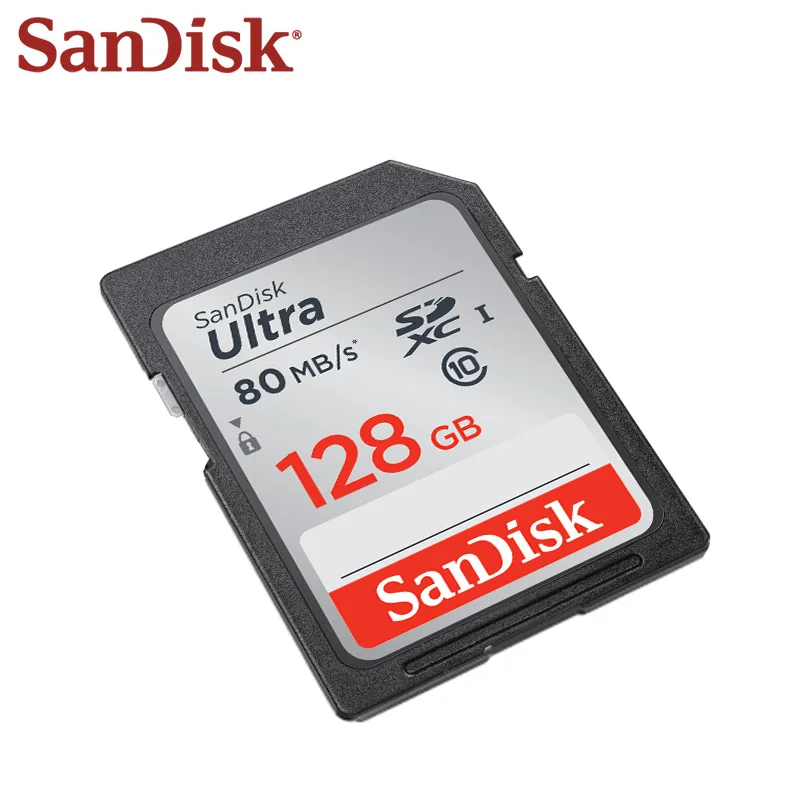 Высокая Скорость двойной флеш-накопитель SanDisk Ultra 80 МБ/с. SD карты Class10 128 Гб 64 ГБ 32 ГБ оперативной памяти, 16 Гб встроенной памяти, слот для карт памяти, флэш-карта для Full HD Камера