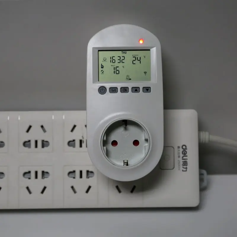 

WiFi Plug-in Thermostat Socket Remote Voice Control Floor Heating Temperature Controller 16A 230V EU Plug