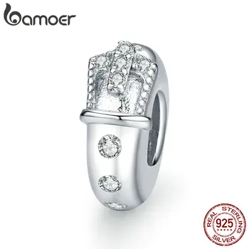 

bamoer Silver Beads Stopper with Silicone Charm fit for Original 925 Sterling Silver Snake Bracelet DIY Fine Jewelry BSC232