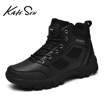 

KATESEN Men High Quality Brand Military Leather Boots Special Force Tactical Desert Combat Men's Boots Outdoor Shoes Ankle Boots
