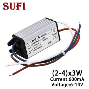 

IP67 2-4x3W LED Driver Output 600mA 6-14V Constant Current Lighting Transformer Power Supply For DIY 6W 10W 12W High Power LED