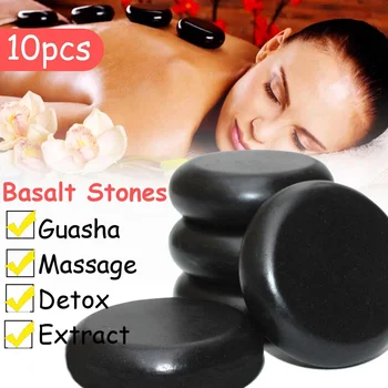 

10Pcs 6x6cm Massage Stones Massage Lava Natural Energy Massage Stone Set Hot Compress Spa Rock Basalt Body Health Care Stone