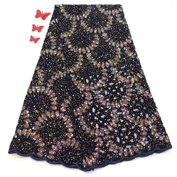 

African 3D Lace Fabric 2018 High Quality Lace French Lace Fabric Beaded Nigerian Tulle Mesh Lace Material For Dress