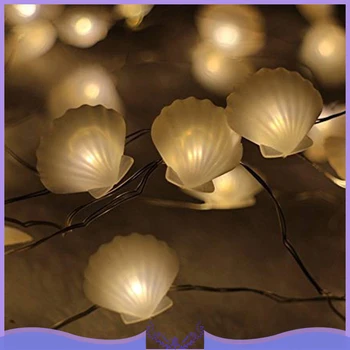 

2.5 M 20 LED Light Strip Shell Natural Beach Seashell String Lights Warm White LED Weatherproof Battery Operated 8 Modes Light
