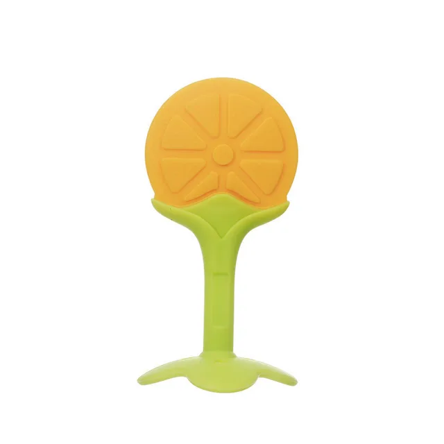 Teething & Massaging Toy Silicone Baby Teether for Teeth Infant Dental Care Accessories Newborn Fruit Chew Toys for Newborn Orange
