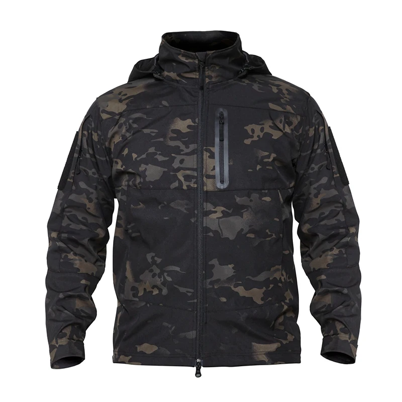 Мужская тактическая камуфляжная дышащая ветрозащитная износостойкая военная куртка для любителей спорта на открытом воздухе - Цвет: Dark camouflage