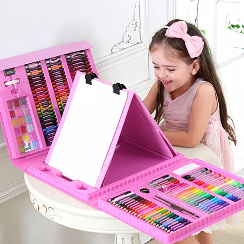 PINK/BLUE 145PC DRAWING COLOUR SET, Packaging Type: Box