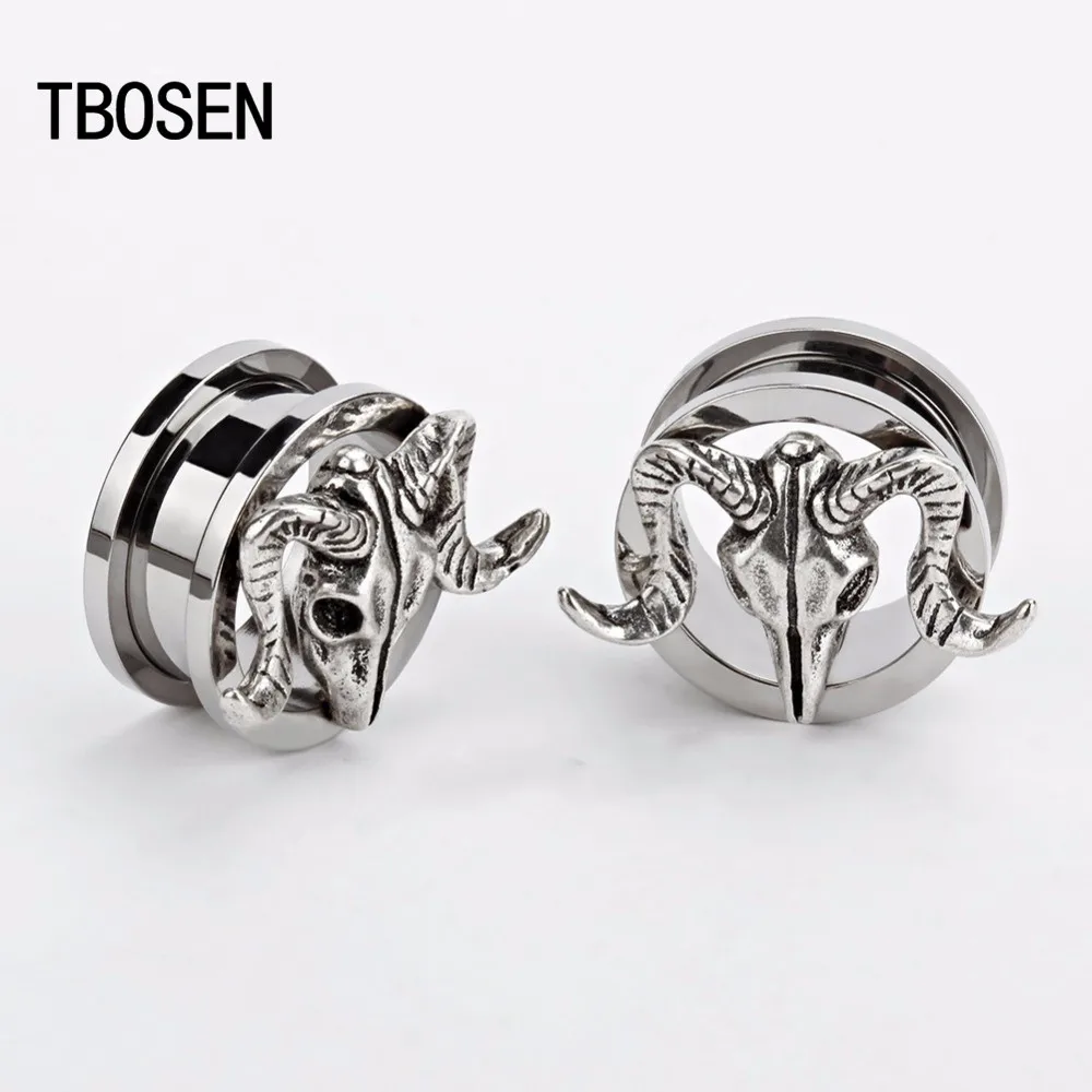 TBOSEN, шпильки из нержавеющей стали, винтовые кольца Для Пирсинга Ушей, пробки, туннели, ювелирные изделия для тела, измерительные сережки, модный подарок для 2 шт, 0 г, 00 г