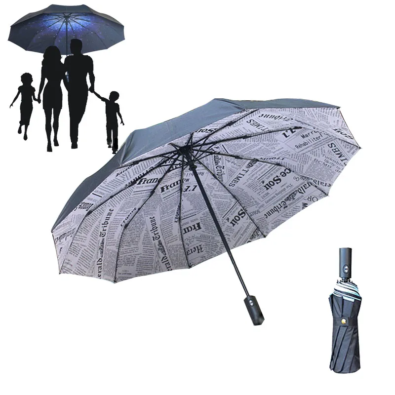 

Men Umbrella Large Automatic Windproof Folding Car Luxury Women Business Umbrella Parasol Double 10K Umbrellas