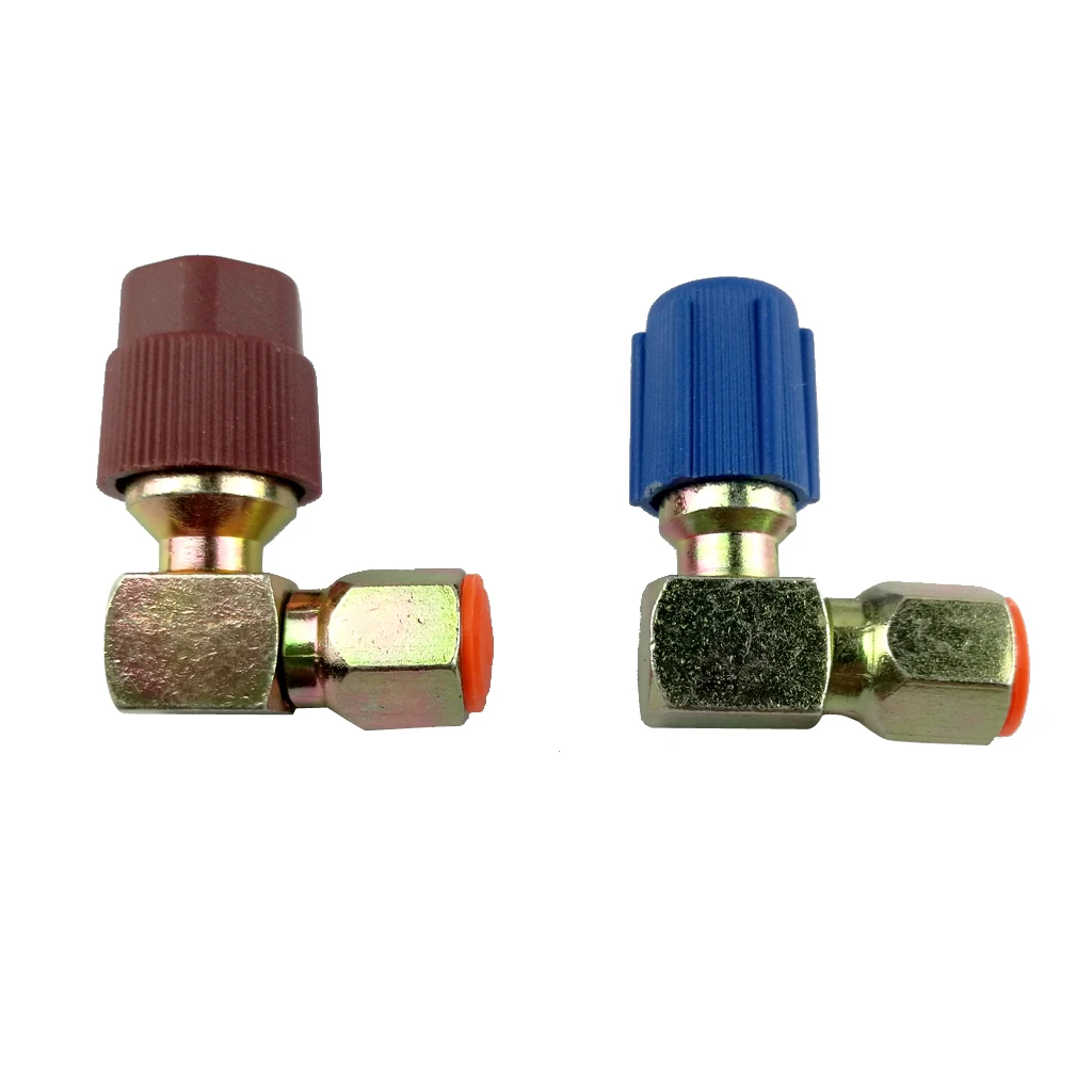 2 Pcs R12 To R134a 7/16 Adapter A/C High & Low Side Coupler Quick Disconnect Connector 90 Degrees Adapter Fitting Dropshipping