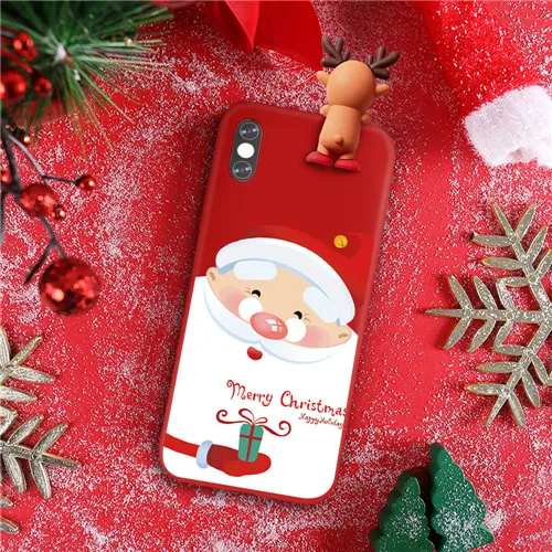 Style 11 Рождественский мультяшный 3D чехол для телефона с оленем для iPhone 11 Pro Max XR XS Max X 7 8 6 6S Plus милый силиконовый матовый красный чехол с медведем - Цвет: Style 11