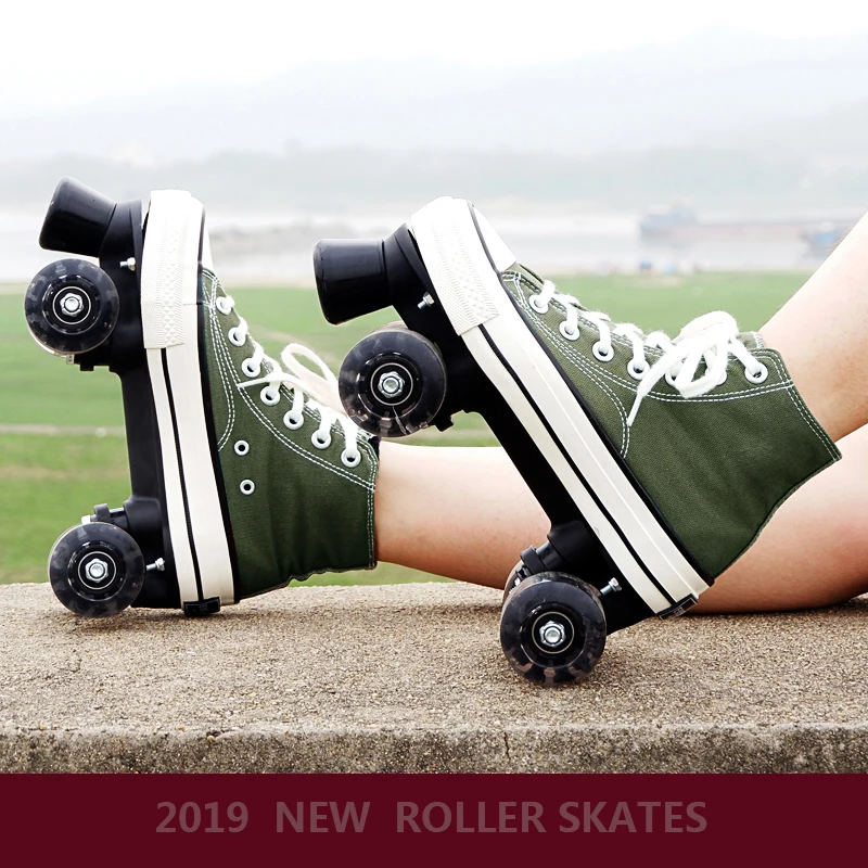Canvas Roller Skates Double Row Wheel Four Wheel Skates Men And Women