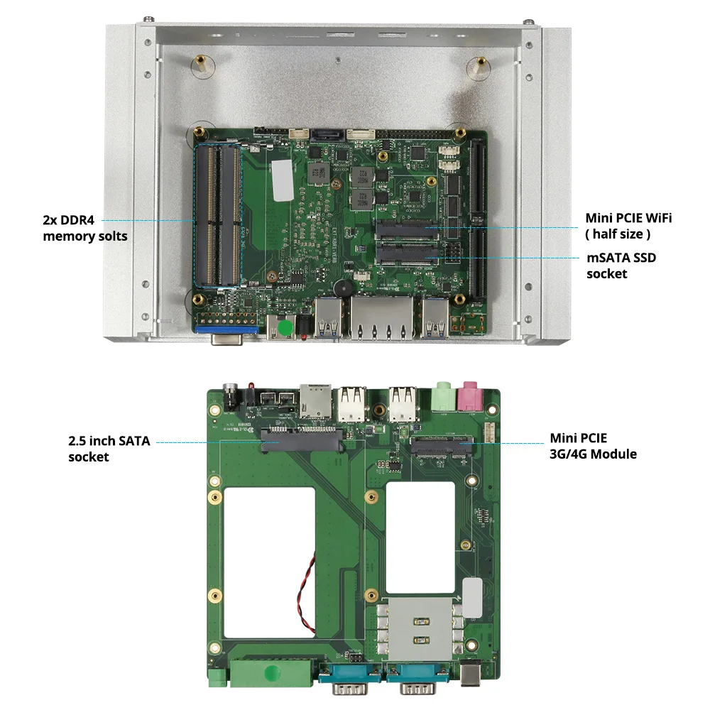 XCY X40G промышленный Мини ПК i5-8350U i7-7500U i5-7200U 2* RS232/422/485 2* LAN 8* USB HDMI VGA GPIO Wi-Fi 4 аппарат не привязан к оператору сотовой связи, Windows, Linux