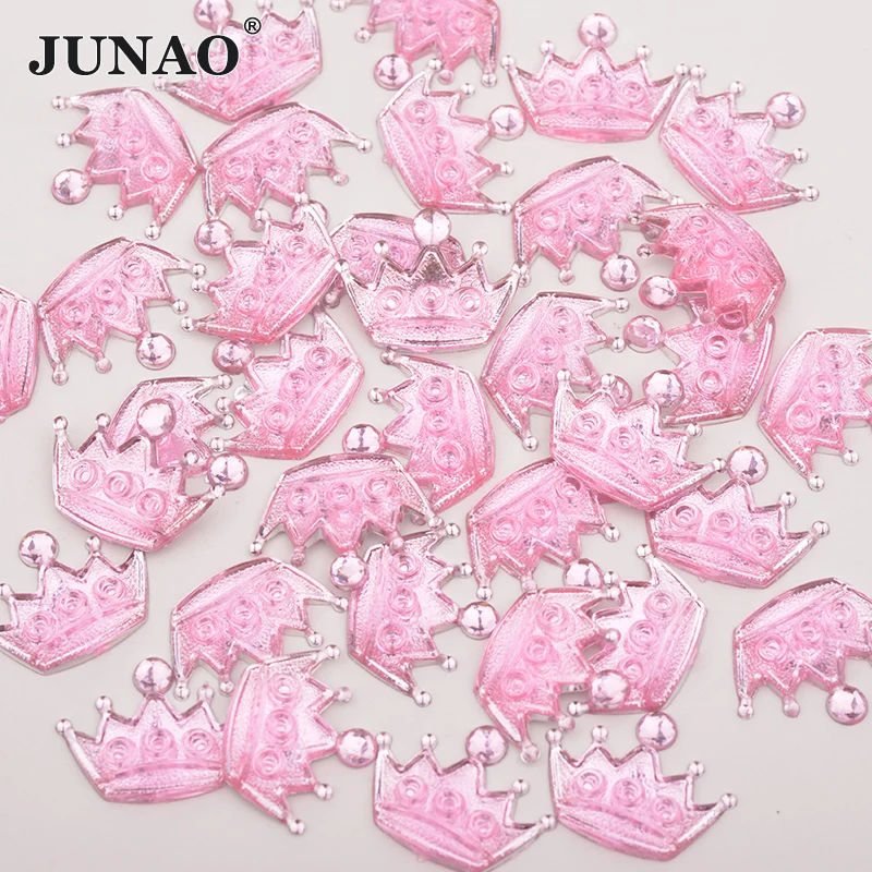 JUNAO 20 шт. 15x20 мм Корона Форма розового цвета с украшением в виде кристаллов Стразы