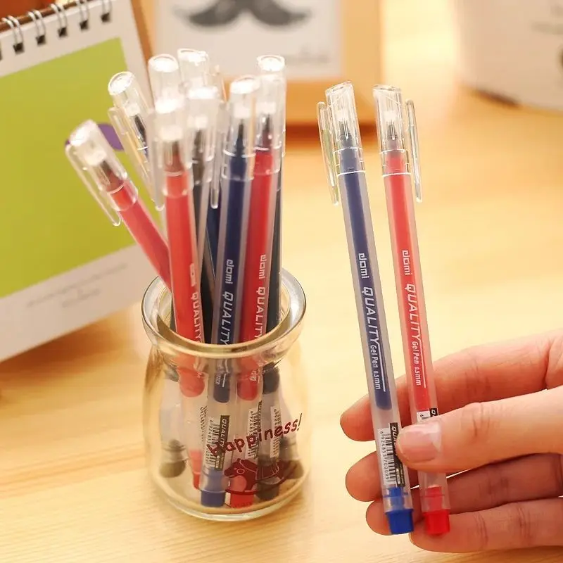 12pcs Classic triangle Quality pen writing signature 0.5mm ballpoint Transparent body Black Blue Red color Office School F873 images - 6