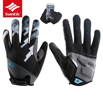 

Santic Bicycle Cycling Gloves Windproof Shockproof Full Finger with Touch Function Breathable Autumn Anti-slip MTB Bike Gloves