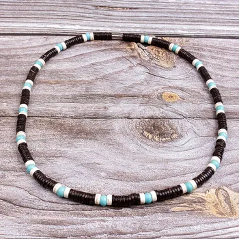 Natural coconut shell spacer beads Surfer Necklace