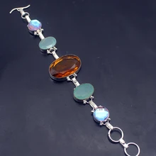 Марка Hermosa, необычные подарки модные ювелирные изделия агати красочные Topaz925 стерлингового серебра Подвески Браслеты для женщин 7,5 дюймов A786