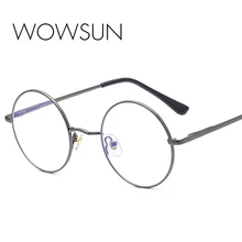 WOWSUN, Ретро стиль, анти-синий светильник, оправа для очков, круглые линзы, близорукость, оптические, простые, металлические, для женщин и мужчин, прозрачные оправы для очков, A236