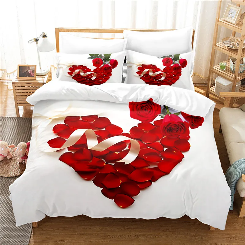 Love Rose Bedding Set For Bedroom Soft Bedspreads For Bed Home
