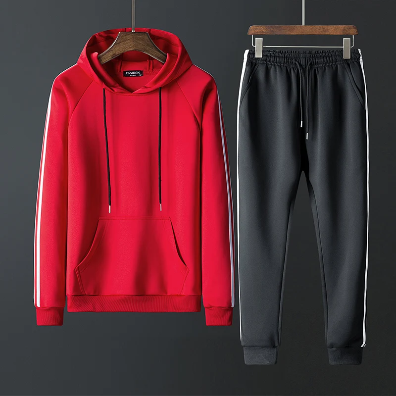 安い 購入 メンズトラックスーツ 対照的なストライプのスウェットシャツとパンツ 2ピースの衣装 ジッパー付きパッチワーク カジュアルウェア 19コレクション 純正最安 Agudigraficos Com