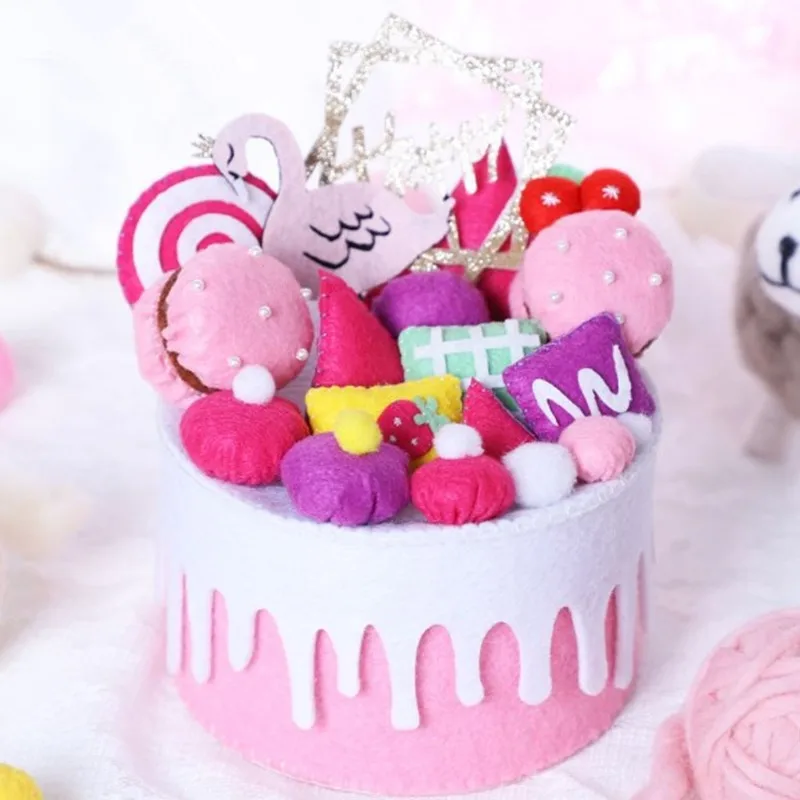 Diy Handmade Non-Woven Fabric Craft Christmas Cake Storage Box Felt Material Package 21/14.3cm