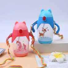 Инь Цянь Pp детская чашка с соломинкой 400 мл ручки подтяжки двойного назначения мультфильм чашка с соломинкой с измерением портативный Le