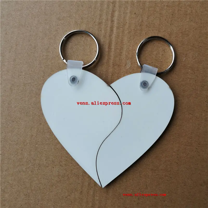 

sublimation blank mdf keychains two heart shapes key ring hot transfer printing diy materials 15pcs/lot