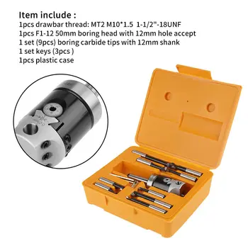 Price 14Pcs/Set F1-MT2 12mm Fine Boring Bar Head Coated Bore M10x1.5 Wrenches F1-12 50mm Head Boring Tool For 10-225 High Speed Steel