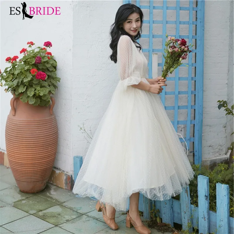 

Apricot Special Occasion Dresses A-line Rould-neck Evening Dress Half Sleeve Long Homecoming Party Prom Gowns ES30282