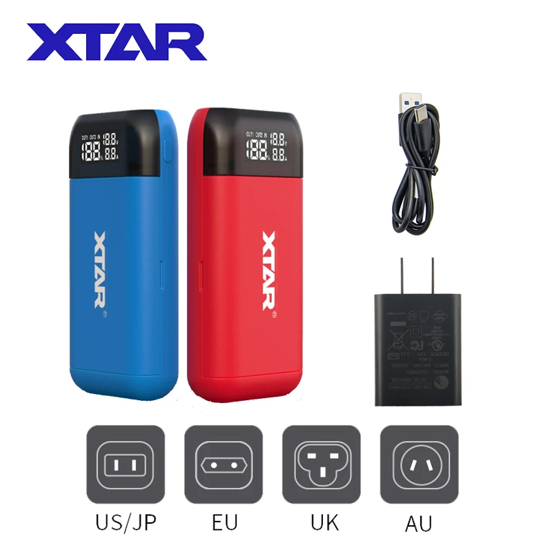 XTAR 18650 Charger Power Bank Function Type C Input QC3.0+PD3.0 Fast Charging 18700 20700 21700 Batteries PB2S Battery Charger fossil hybrid smartwatch charger