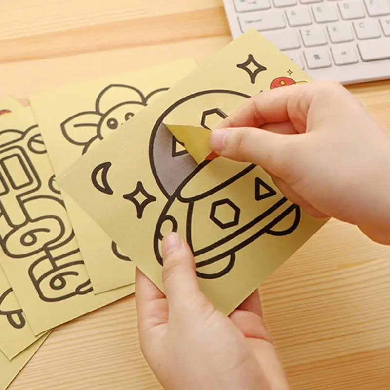 

10Pcs/1Pcs Magic Scratch Art Doodle Pad Sand Painting Cards Early Educational Learning Creative Drawing Toys For Children DIY