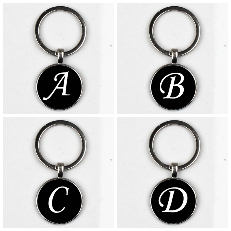 26 Letter Alphabet Initial Alloy Metal Name Key Chain Holder English Capital 