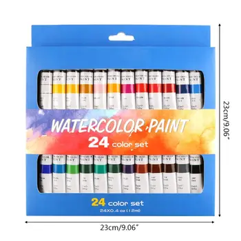 

12ml 24 Colors Professional Paint Tubes Drawing Painting Watercolor Pigment Set R9UA
