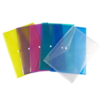 1pcs A4 Clear Document Bag Paper File Folder Stationery School Office Case PP 6 Colors with Snap Filing Products 1